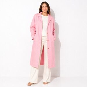 Sisley Pink Trench Coat Womens IT 44 US 8/10 Longline Lightweight Made in Italy